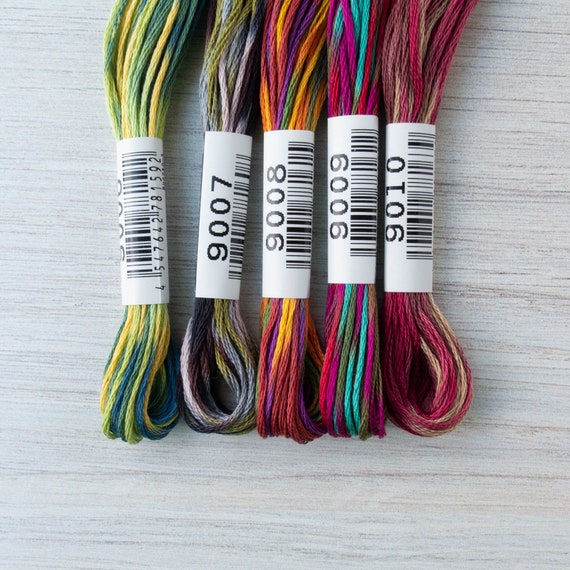 Variegated Embroidery Floss Set Lecien COSMO Seasons Embroidery Thread Set  for Hand Embroidery, Cross Stitch GREEN REDS 9006-9010 