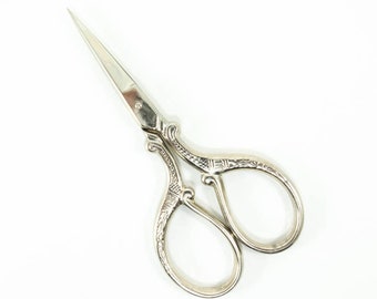 Embroidery Scissors | Silver Scrollwork Embroidery Scissors for Embroidery, Cross Stitch, Quilting, Sewing, Knitting, Needlework