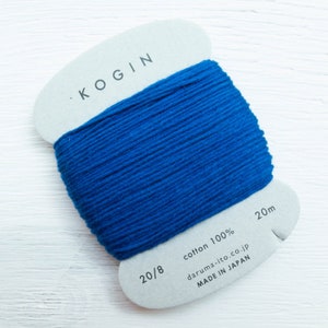 Kogin Sashiko Thread | Daruma Carded Thick Sashiko Thread Single Strand Cotton Floss for Visible Mending, Boro, Hand Embroidery - DK BLUE 6