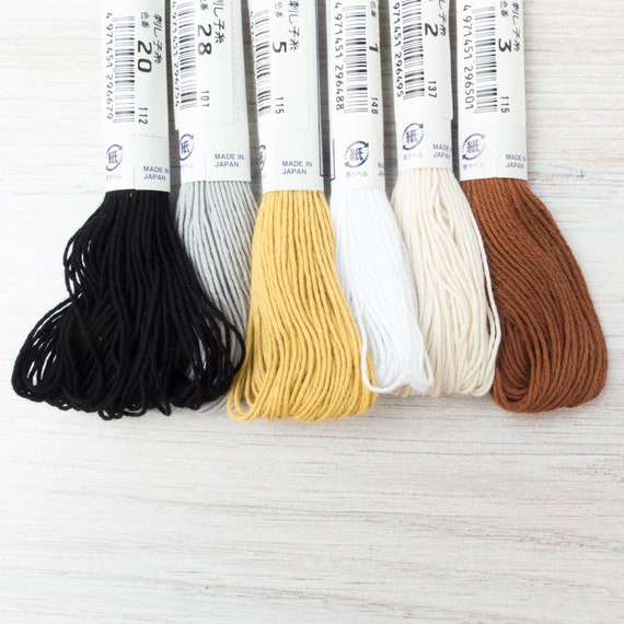 Neutral Colors Sashiko Thread Set Japanese Sashiko Cotton Thread Collection  With 6 Neutral Colors for Hand Embroidery, Mending NEUTRALS 