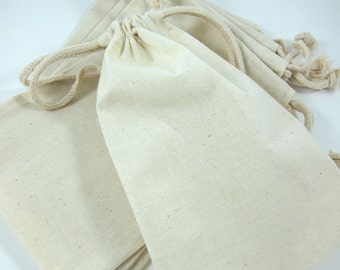 5 Large Cotton Muslin Bags Pouches (5 by 8 inch) for Jewelry, Gift Bags, Wedding Favors