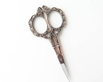 Embroidery Scissors | Antique Style Victorian Rose Gold Embroidery Scissors for Sewing, Quilting, Embroidery, Cross Stitch, Knitting