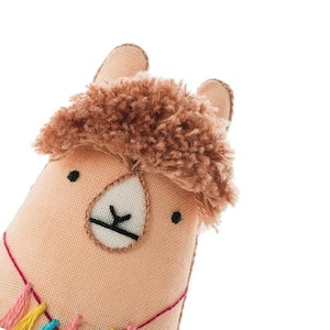Modern Hand Embroidery Kit | Kiriki Press Embroidered Doll Kit to Make Your Own Animal Plushie - Llama