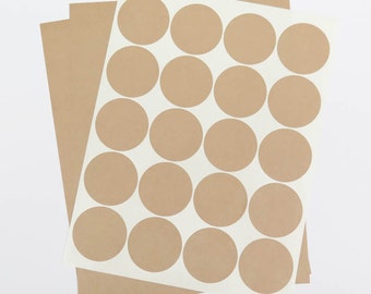 Round Brown Kraft Labels - 2 inch Circles | Printable Mason Jar Labels, Fits Standard 4oz 8oz Ball Jars, Brown Kraft Stickers
