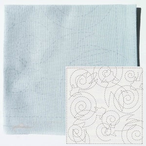 Olympus Sashiko Kit | Japanese Hand Embroidery, Sashiko Fabric with Pre-Printed Pattern - Goldfish Pond on Teal (No 39)