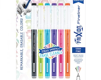 Erasable FriXion Fineliner Pen Set | Pilot Frixion Heat Erase Marker Pens 6 Pack Assorted Colors, Erasable Pen for Embroidery - 6 PACK SET