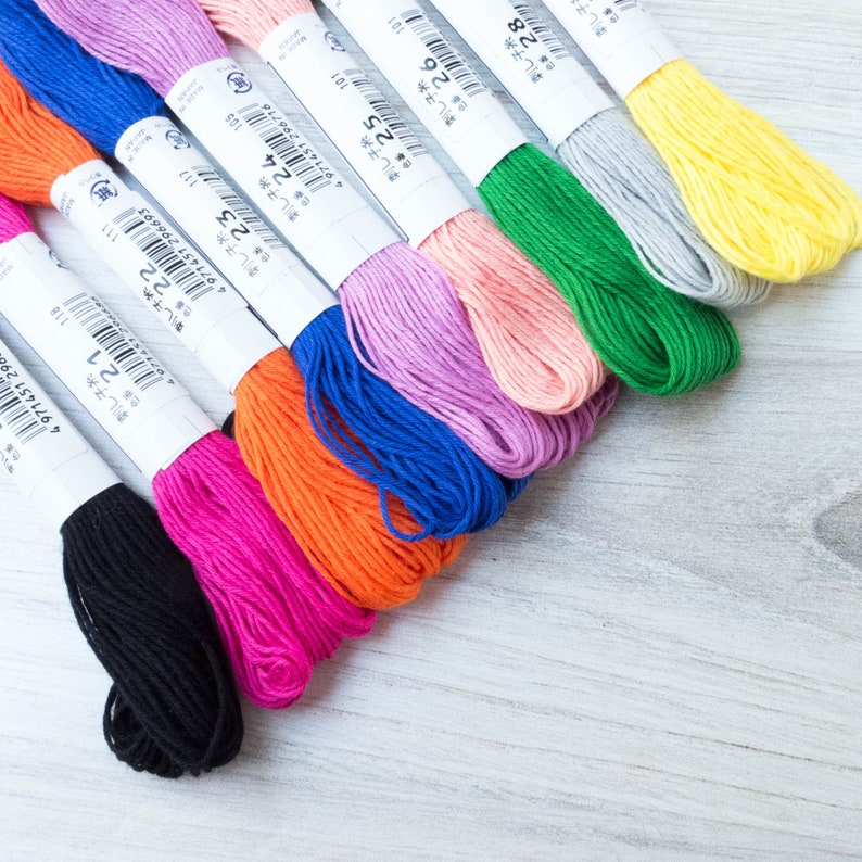 BRIGHT NIGHTS Japanese Sashiko Cotton Thread Collection with 9 Bright Colors for Hand Embroidery Sashiko Thread Set Sashiko Mending