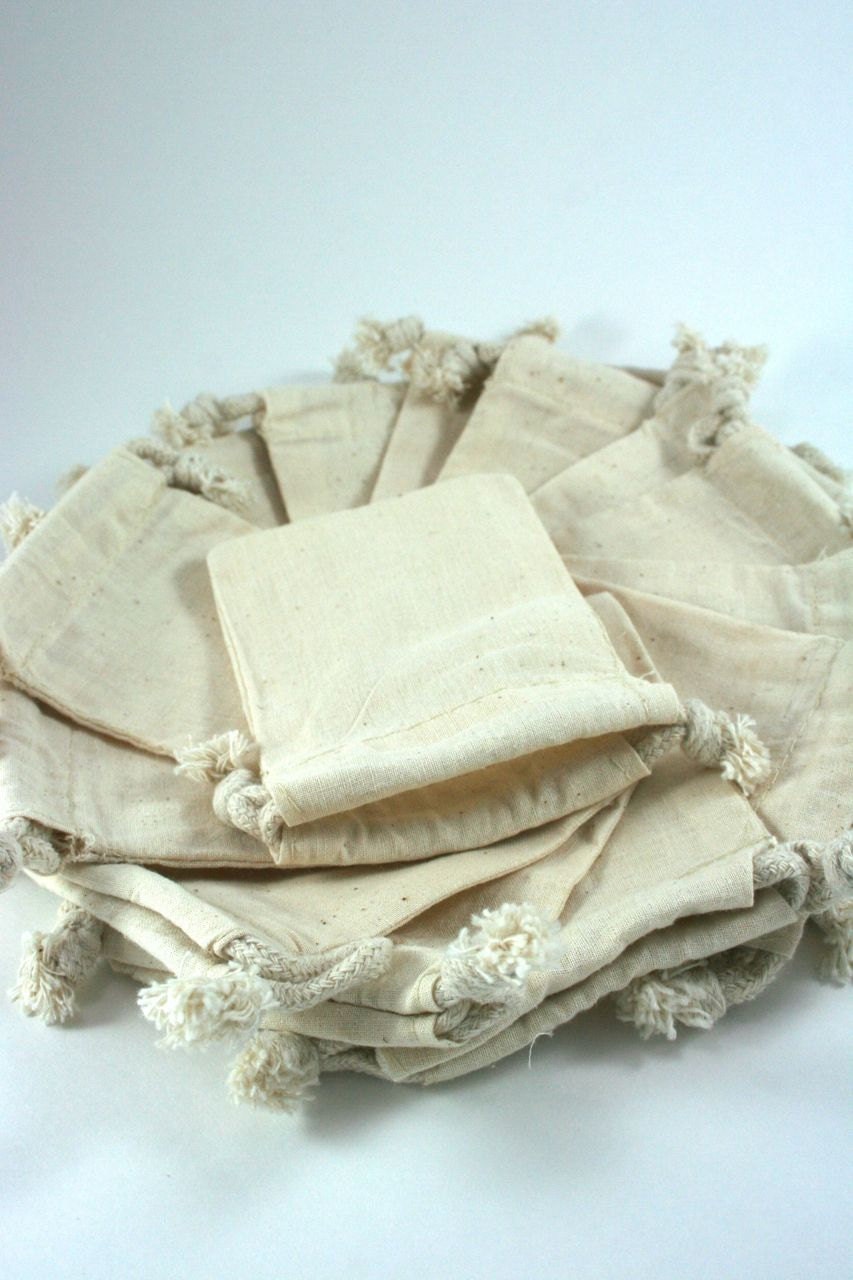 Small Muslin Bags 25 Cotton Muslin Bags Pouches 3 by 4 Etsy