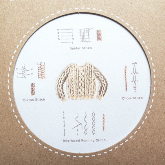 Modern Embroidery Stitch Sampler HONEYBEES Kiriki Press Embroidery Kit with Pre-Printed Embroidery Sampler Pattern /& Embroidery Floss