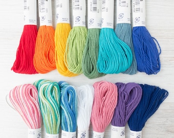 Sashiko Thread Set | 15 Color Skeins of Cotton Japanese Sashiko Thread for Sashiko, Boro Mending,  Hand Embroidery Floss - 15 COLOR SET