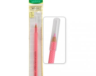 May include: A pink water-soluble pencil with a polka-dot sleeve, packaged in a clear plastic sleeve. The pencil is labelled "WATER SOLUBLE PENCIL" and "CLOVER". The packaging also includes the Clover logo and product information.
