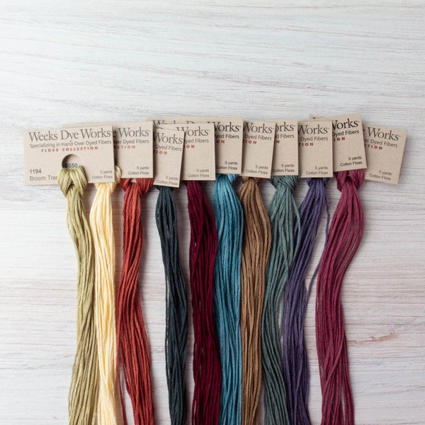 Embroidery Floss Set | Weeks Dye Works Hand Over-Dyed 6-stranded Cotton Embroidery Thread - SOLIDS COLLECTION