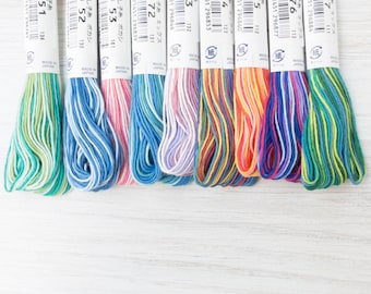Sashiko Thread Set | Variegated Colors Sashiko Thread Collection (10 Skeins) for Hand Embroidery, Hand Quilting, Needlework - VARIEGATED 10