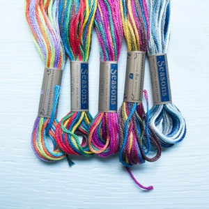 Variegated Embroidery Floss | Lecien COSMO Seasons Embroidery Thread Set for Hand Embroidery, Cross Stitch, Quilting - RAINBOW (5036-5040)