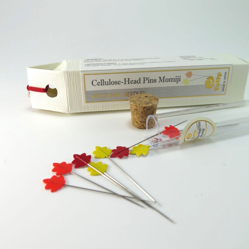 Flower Head Pins Tulip Hiroshima Cellulose Head Pins Momiji Made in Japan Maple Leaf image 3