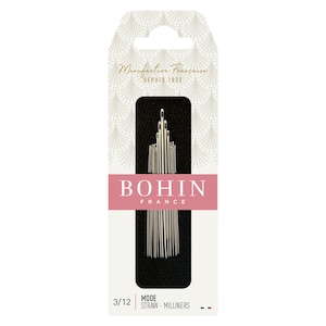 Bohin Milliner Needles | French Made Milliner Needles Ideal for Basting, Millinery Work, French Knots, Bullion Knots - SIZE 3-12