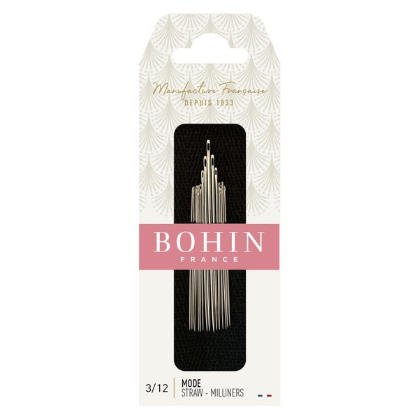 Bohin Milliner Needles | French Made Milliner Needles Ideal for Basting, Millinery Work, French Knots, Bullion Knots - SIZE 3-12