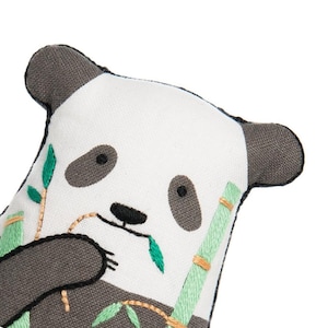 Modern Hand Embroidery Kit | Kiriki Press Embroidered Doll Kit to Make Your Own Plushie - PANDA