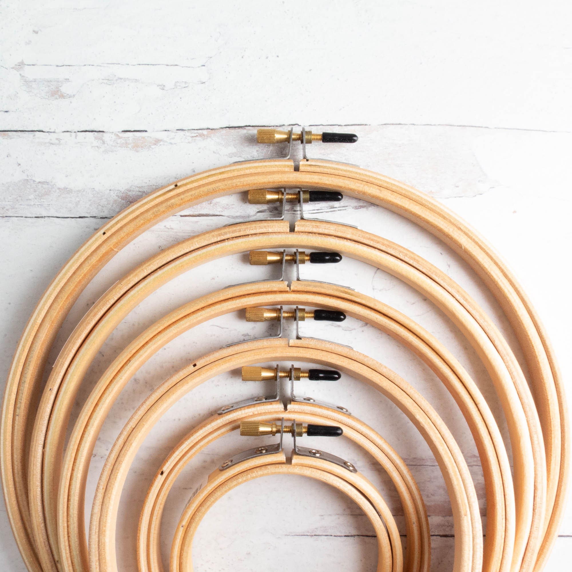 Large Round Wooden Beech Hanging Hoop Frames for Displaying 