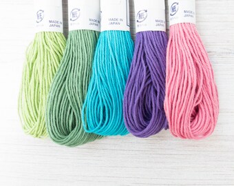 Sashiko Thread Set | 5 Skeins Cotton Japanese Embroidery Thread for Sashiko, Hand Quilting, Hand Embroidery - MODERN SPRING Color Set