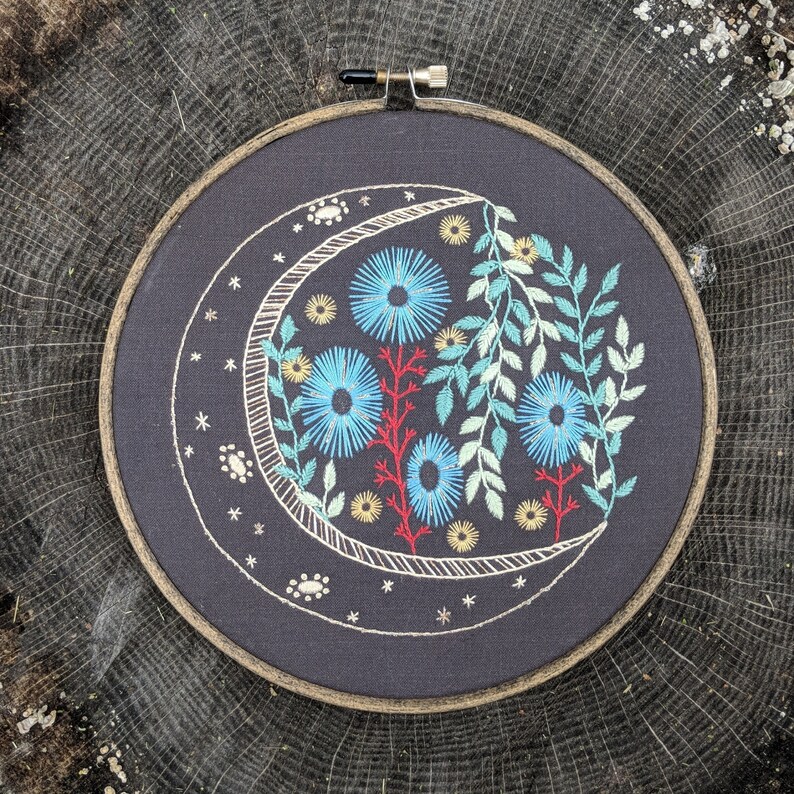 Modern hand embroidery pattern cozyblue embroidery kit  etsy