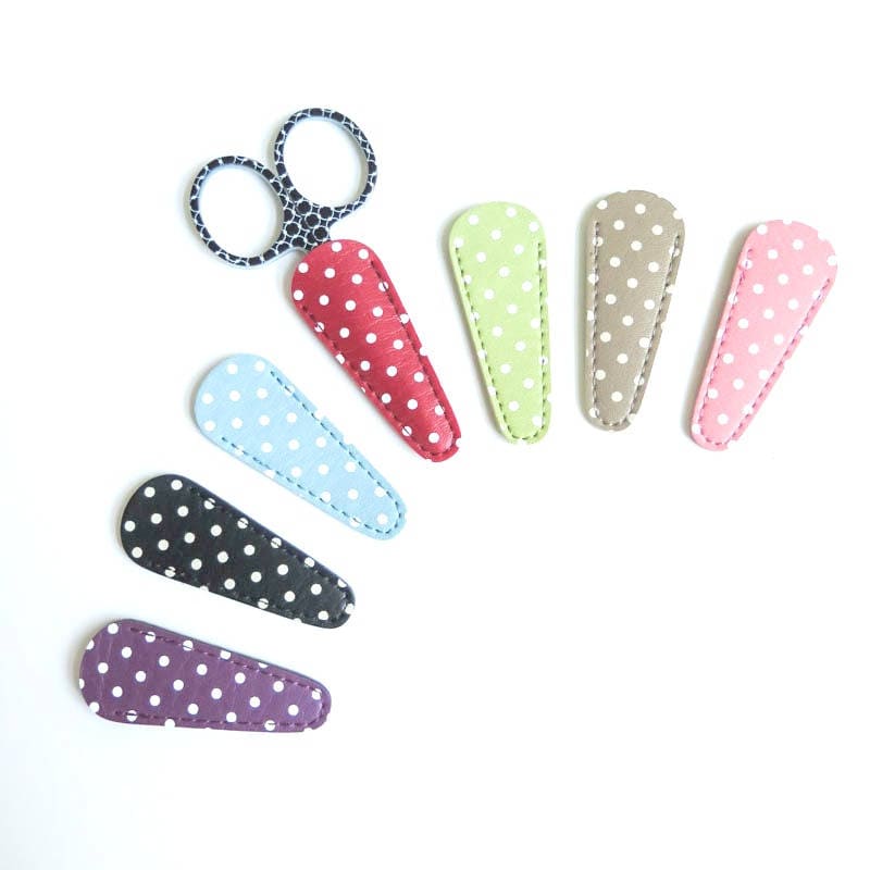Embroidery Scissor Case | Polka Dot Leather-Like Scissor Sheath, Smal…
