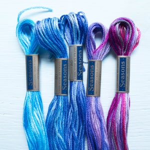 Variegated Embroidery Floss Lecien COSMO Seasons Embroidery Thread Set for Hand Embroidery, Cross Stitch, Quilting PURPLES 5021-5025 image 4