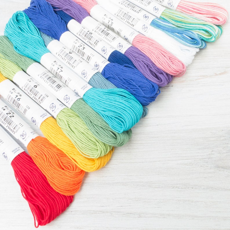 Sashiko Thread Set 15 Color Skeins of Cotton Japanese Etsy