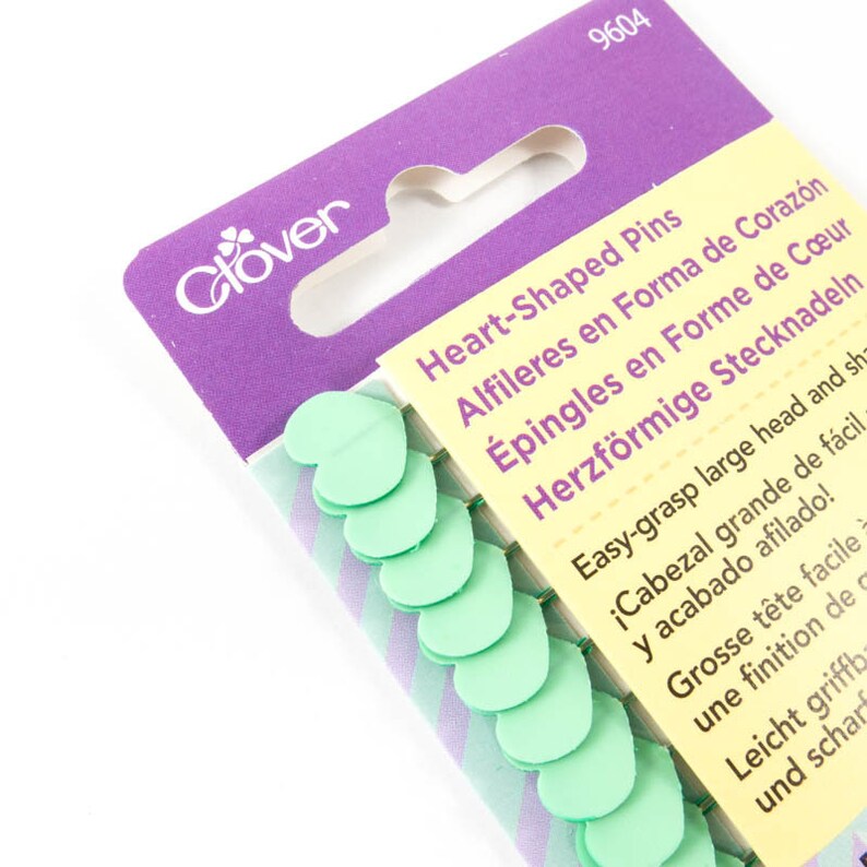 Cute Sewing Pins Green Heart Shaped Sewing Pins by Clover Etsy