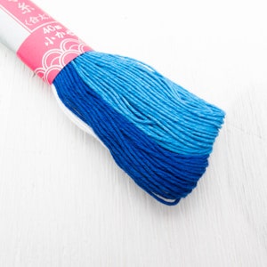 Sashiko Thread | Daruma 100% Cotton Thread for Sashiko Stitching, Big Stitch Quilting, Hand Embroidery - VARIEGATED BLUE (#53)
