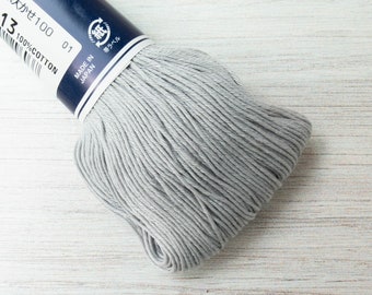 Sashiko Thread | 100 m Large Skein Japanese Cotton Thread for Sashiko Stitching, Visible Mending, Hand Quilting - 100m GRAY (#113)