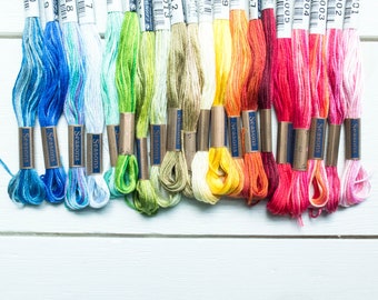 Variegated Embroidery Floss Set | Lecien COSMO Seasons 5001 - 5020 Collection of Embroidery Thread - 20 Colors - RAINBOW