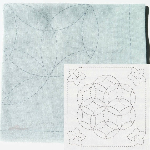 Japanese Embroidery Kit Sashiko Kit With Pre-printed Sashiko