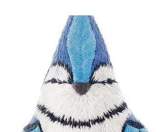 Modern Hand Embroidery Kit | Kiriki Press Embroidered Doll Kit to Make Your Own Plushie - BLUE JAY