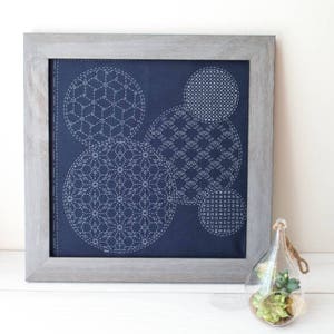 Sashiko Embroidery Kit | Japanese Hand Embroidery, Sashiko Fabric with Pre-Printed Pattern - MIXED PATTERN (SC-05)