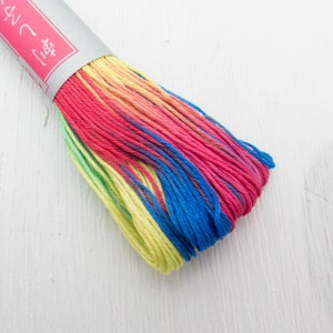 Sashiko Thread | Daruma 100% Cotton Thread for Sashiko Stitching, Big Stitch Quilting, Hand Embroidery - VARIEGATED RAINBOW (#101)