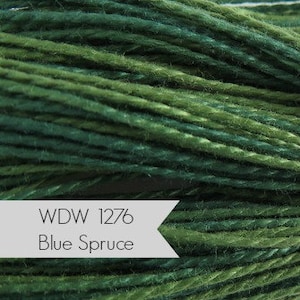 Green Pearl Cotton | Weeks Dye Works Hand Over-Dyed Perle Cotton Floss | Embroidery, Needlework, Hand Quilting - BLUE SPRUCE (Size 5)