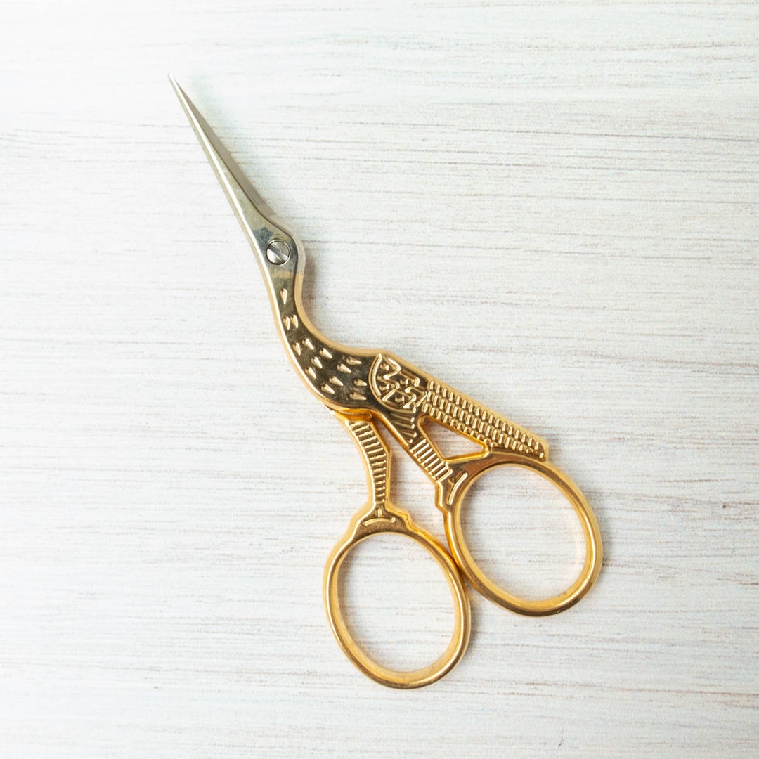 Golden Stork Embroidery Scissors 3.5 Inch Fine Italian Needlework