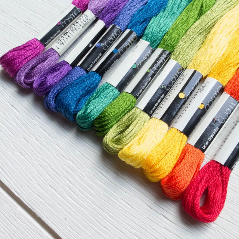 Cosmo Embroidery Floss Set Rainbow Embroidery Floss Collection Lecien Cosmo Embroidery Thread 12 skein floss kit COLOR WHEEL image 3