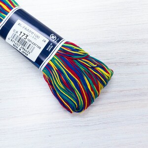 Sashiko Thread | 100 m Large Skein Japanese Cotton Thread for Sashiko Stitching, Visible Mending, Hand Quilting - 100m PRIMARY Colors (#173)