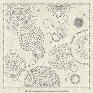 Sashiko Sampler | Pre-Printed Sashiko Design on Cotton Linen Fabric Ready to Stitch Sashiko Embroidery Pattern - HANABI