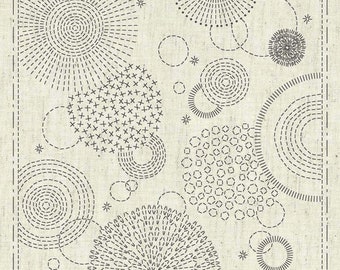 Sashiko Sampler | Pre-Printed Sashiko Design on Cotton Linen Fabric Ready to Stitch Sashiko Embroidery Pattern - HANABI