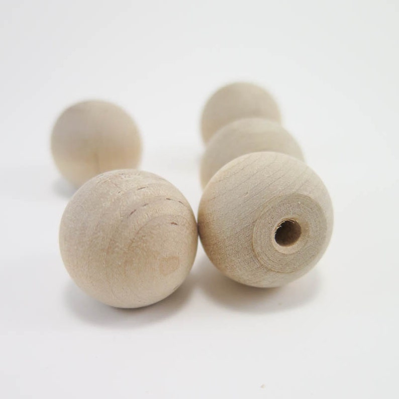 10 Wooden Knobs 1 inch Wood Ball Knob Unfinished Wood Etsy