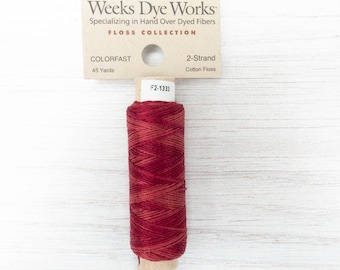 Embroidery Floss | Weeks Dye Works 2-Strand Embroidery Floss Spool Hand Over Dyed Embroidery Thread for Cross Stitch - LANCASTER RED (1333)