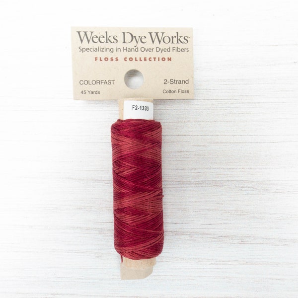 Embroidery Floss | Weeks Dye Works 2-Strand Embroidery Floss Spool Hand Over Dyed Embroidery Thread for Cross Stitch - LANCASTER RED (1333)