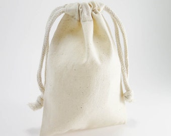 Muslin Bags | 10 Medium Cotton Muslin Bags Pouches (4 by 6 inch) for Jewelry, Gift Bag | Unbleached Muslin Favor Bags