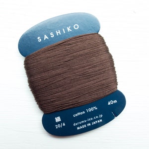 Thin Sashiko Thread | Daruma Carded Thin Sashiko Thread Single Strand Cotton Floss for Visible Mending, Hand Embroidery - BROWN (218)