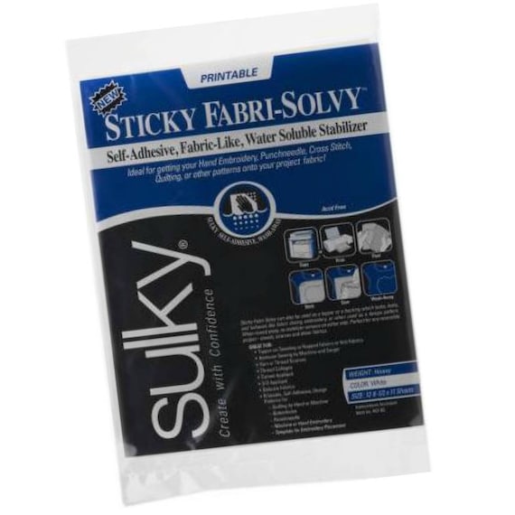 Sticky Fabri-Solvy | Adhesive Printable Sulky Temporary Water Soluble  Stabilizer for Embroidery, Quilting, Applique