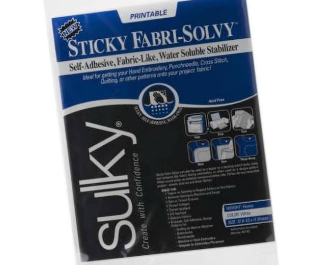 Sticky Fabri-solvy Adhesive Printable Sulky Temporary Water Soluble Stabilizer for Embroidery ...