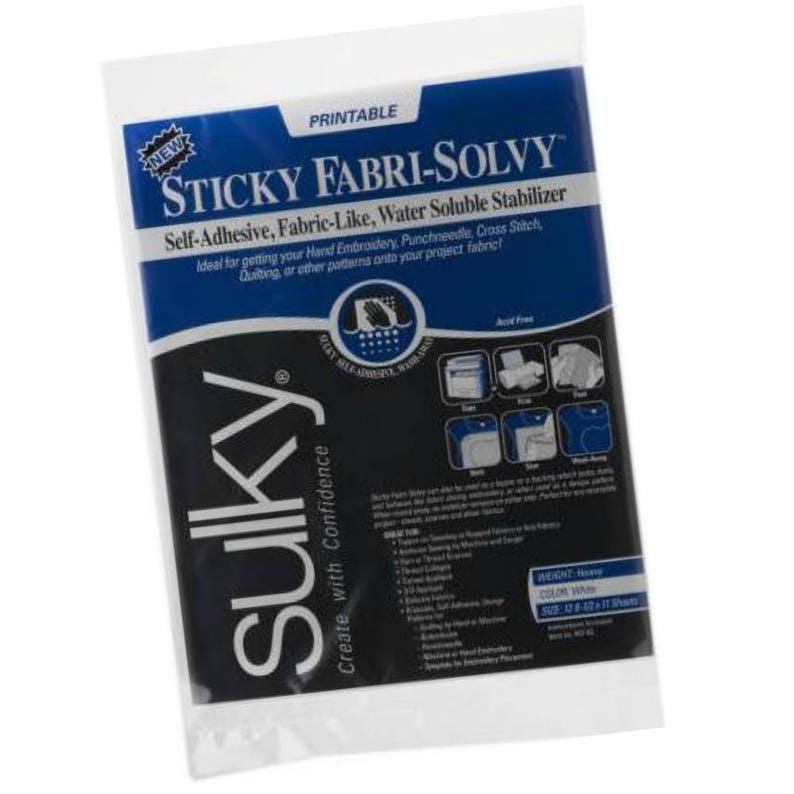 Sticky Fabri-Solvy Adhesive Printable Sulky Temporary Water Soluble Stabilizer for Embroidery, Quilting, Applique image 1